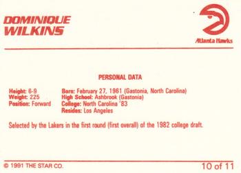 1990-91 Star Dominique Wilkins - Glossy #10 Dominique Wilkins / Personal Data Back