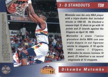1993-94 Upper Deck Italian - Triple Double #TD8 Dikembe Mutombo Back