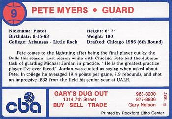 1987-88 Rockford Lightning #NNO Pete Myers Back