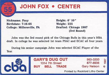 1987-88 Rockford Lightning #NNO John Fox Back