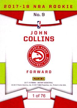 2017-18 Panini Instant NBA - RPS First Look #9 John Collins Back