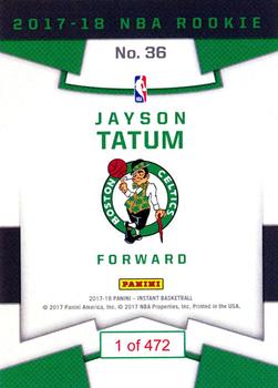2017-18 Panini Instant NBA - RPS First Look #36 Jayson Tatum Back