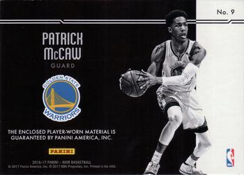2016-17 Panini Noir - Rookie Materials Black and White Prime #9 Patrick McCaw Back