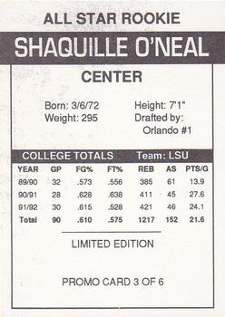 1993-94 Arena Sports Shaquille O'Neal (Unlicensed) - Promos (Unlicensed) #3 Shaquille O'Neal Back