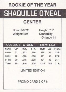 1993-94 Arena Sports Shaquille O'Neal (Unlicensed) - Promos (Unlicensed) #5 Shaquille O'Neal Back