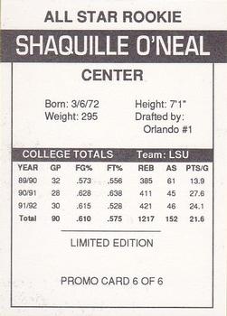 1993-94 Arena Sports Shaquille O'Neal (Unlicensed) - Promos (Unlicensed) #6 Shaquille O'Neal Back