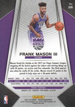 2017-18 Panini Prizm #26 Frank Mason III Back