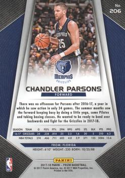 2017-18 Panini Prizm #206 Chandler Parsons Back
