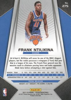 2017-18 Panini Prizm #275 Frank Ntilikina Back