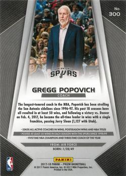 2017-18 Panini Prizm #300 Gregg Popovich Back