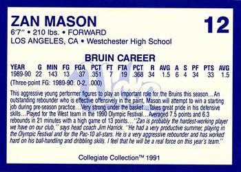 1990-91 UCLA Women and Men's Basketball #12 Zan Mason Back