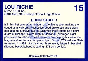 1990-91 UCLA Women and Men's Basketball #15 Lou Richie Back