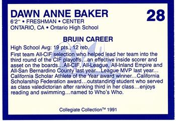 1990-91 UCLA Women and Men's Basketball #28 Dawn Baker Back