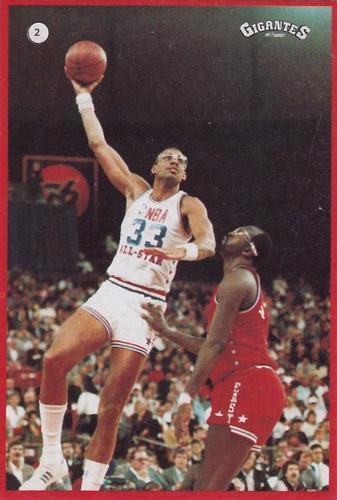 1989 Hobby Press Spain 100 Gigantes del Basket Mundial Stickers - Stickers Large Size #2 Kareem Abdul-Jabbar Front