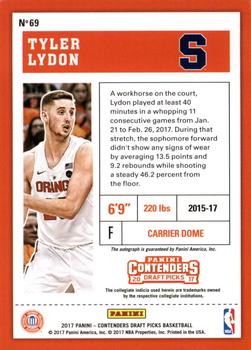 2017 Panini Contenders Draft Picks - College Ticket #69 Tyler Lydon Back