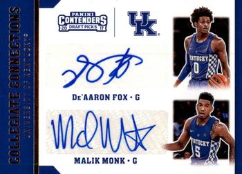 2017 Panini Contenders Draft Picks - Collegiate Connections Signatures #3 Malik Monk / De'Aaron Fox Front