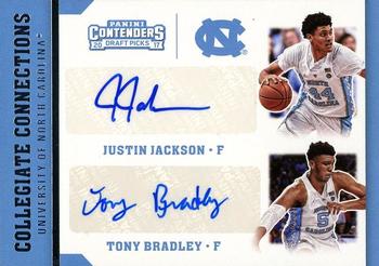 2017 Panini Contenders Draft Picks - Collegiate Connections Signatures #7 Justin Jackson / Tony Bradley Front