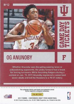 2017 Panini Contenders Draft Picks - Game Day Tickets #12 OG Anunoby Back