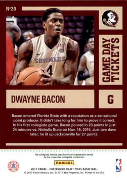 2017 Panini Contenders Draft Picks - Game Day Tickets #20 Dwayne Bacon Back