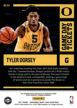 2017 Panini Contenders Draft Picks - Game Day Tickets #24 Tyler Dorsey Back