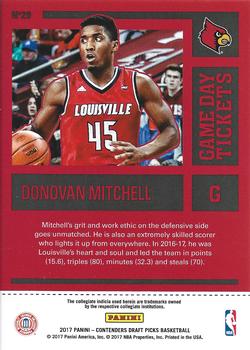 2017 Panini Contenders Draft Picks - Game Day Tickets #29 Donovan Mitchell Back