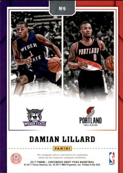 2017 Panini Contenders Draft Picks - Legacy #6 Damian Lillard Back