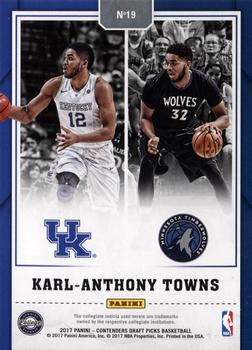 2017 Panini Contenders Draft Picks - Legacy #19 Karl-Anthony Towns Back