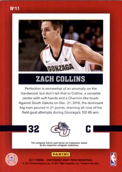 2017 Panini Contenders Draft Picks - School Colors #11 Zach Collins Back