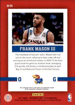 2017 Panini Contenders Draft Picks - School Colors #35 Frank Mason III Back