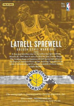 2016-17 Panini Preferred - Autographs Platinum #128 Latrell Sprewell Back