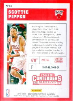 2017 Panini Contenders Draft Picks - Draft Ticket Variation #44 Scottie Pippen Back