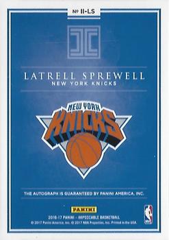 2016-17 Panini Impeccable - Indelible Ink #II-LS Latrell Sprewell Back