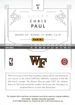 2016 Panini National Treasures Collegiate - Platinum #8 Chris Paul Back