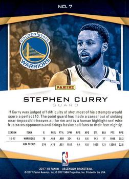 2017-18 Panini Ascension #7 Stephen Curry Back