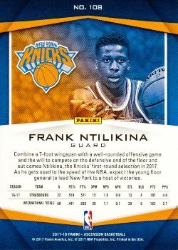 2017-18 Panini Ascension #108 Frank Ntilikina Back