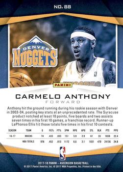 2017-18 Panini Ascension #88 Carmelo Anthony Back