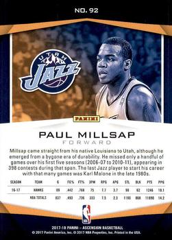 2017-18 Panini Ascension #92 Paul Millsap Back