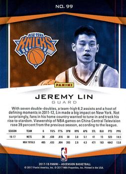 2017-18 Panini Ascension #99 Jeremy Lin Back