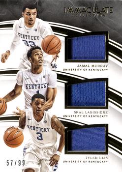 2016-17 Panini Immaculate Collection Collegiate - Trio Materials #12 Jamal Murray / Skal Labissiere / Tyler Ulis Front