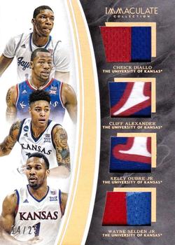 2016-17 Panini Immaculate Collection Collegiate - Quad Materials Prime #4 Cheick Diallo / Cliff Alexander / Kelly Oubre Jr. / Wayne Selden Jr. Front