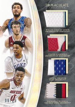 2016-17 Panini Immaculate Collection Collegiate - Quad Materials Prime #9 Willie Cauley-Stein / Frank Kaminsky / Jahlil Okafor / D'Angelo Russell Front