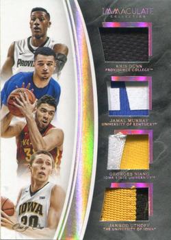 2016-17 Panini Immaculate Collection Collegiate - Quad Materials Prime #20 Kris Dunn / Jamal Murray / Georges Niang / Jarrod Uthoff Front