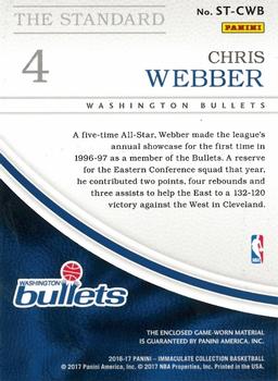 2016-17 Panini Immaculate Collection - The Standard #ST-CWB Chris Webber Back