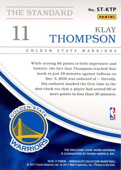 2016-17 Panini Immaculate Collection - The Standard #ST-KTP Klay Thompson Back