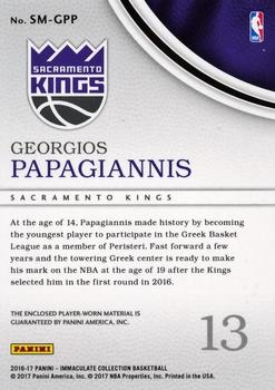 2016-17 Panini Immaculate Collection - Standout Materials #SM-GPP Georgios Papagiannis Back