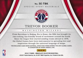 2016-17 Panini Immaculate Collection - Special Event Materials Platinum #SE-TBK Trevor Booker Back
