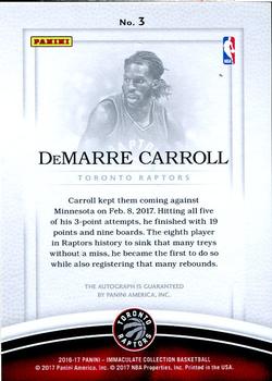 2016-17 Panini Immaculate Collection - Shadowbox Signatures #3 DeMarre Carroll Back