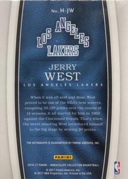 2016-17 Panini Immaculate Collection - Historical Significance #H-JW Jerry West Back
