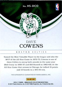 2016-17 Panini Immaculate Collection - Heralded Signatures #HS-DCO Dave Cowens Back