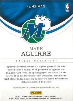 2016-17 Panini Immaculate Collection - Heralded Signatures Red #HS-MAG Mark Aguirre Back